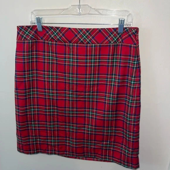 Talbots Vibrant Red Tartan Skirt Sz 12 - Picture 2 of 3